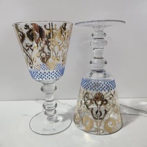 Elegant Gold and Blue Wine Glass Set